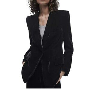 NEW NWT Zara Women Velvet Blazer Tuxedo jacket Dinner BLACK 7969/947 L Size M